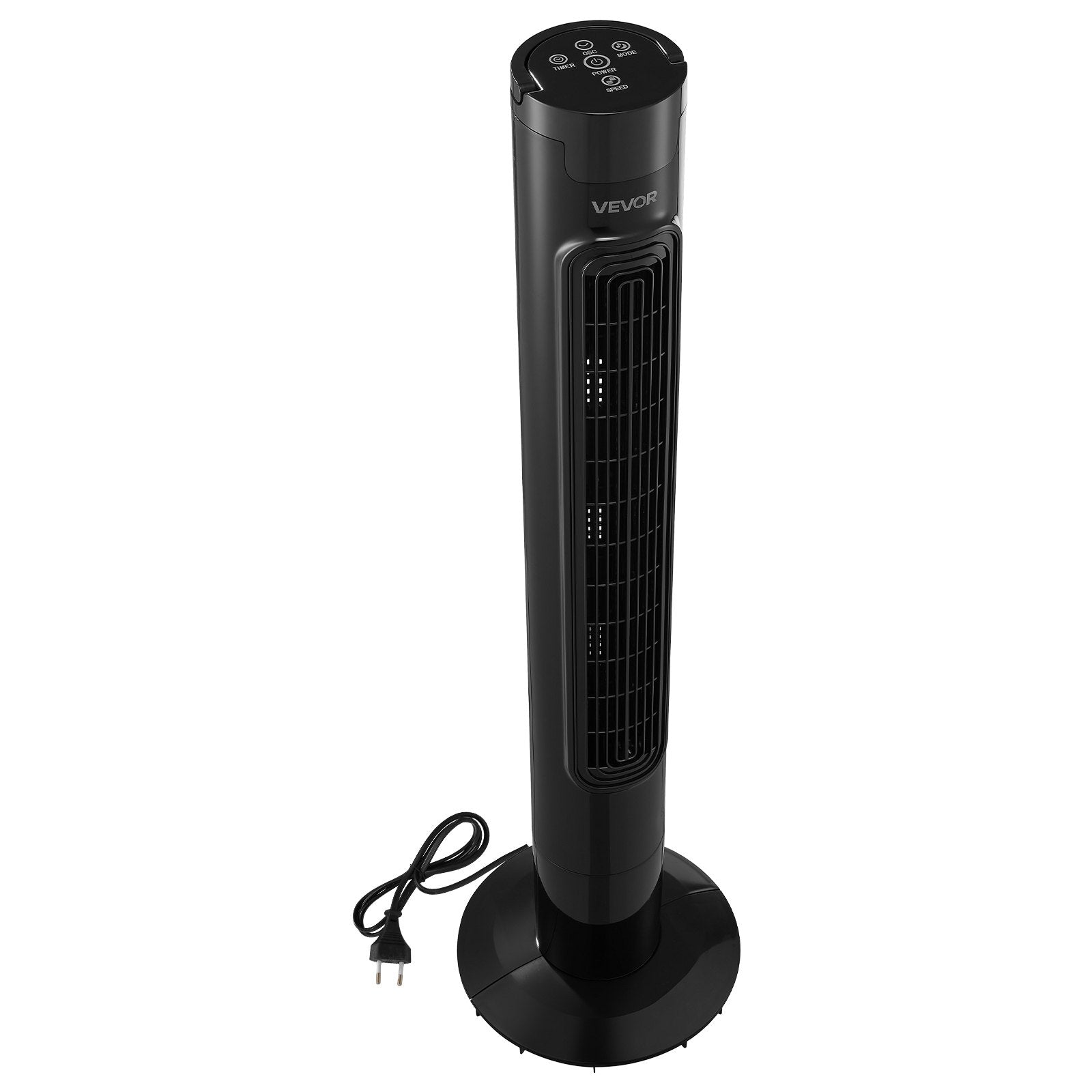 VEVOR Tower Fan, 50-Degree Oscillating Standing Fan, 3 Speeds & 3 Modes & 7.5-Hour Timer, 4.2 m/s High Velocity Floor Air Circulator, Powerful Airflow for Bedroom, Living Room, Home, Office, Black