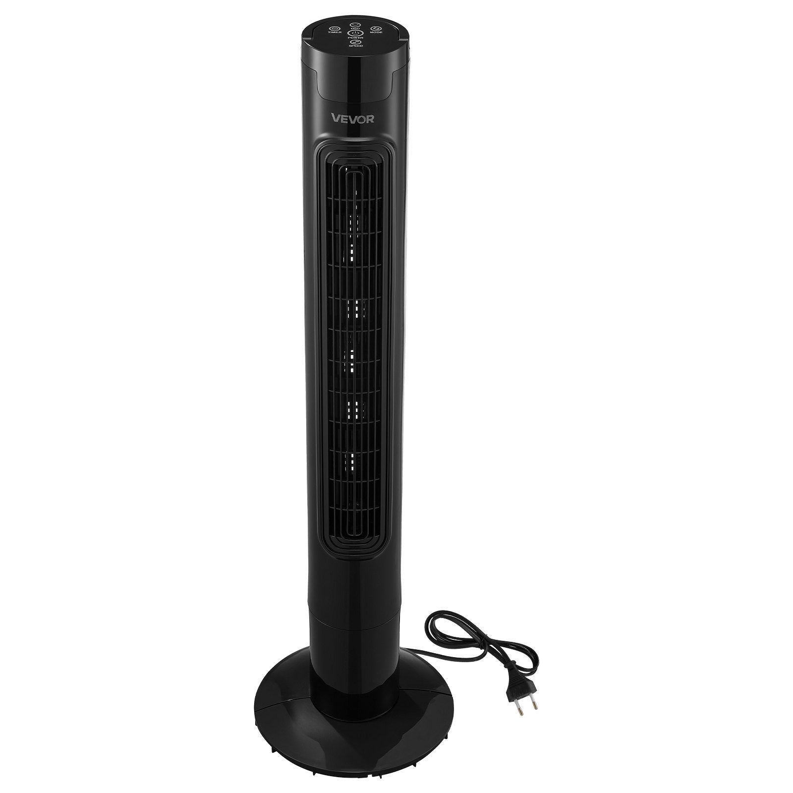VEVOR Tower Fan, 50-Degree Oscillating Standing Fan, 3 Speeds & 3 Modes & 7.5-Hour Timer, 4.2 m/s High Velocity Floor Air Circulator, Powerful Airflow for Bedroom, Living Room, Home, Office, Black