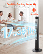 VEVOR Tower Fan, 70-Degree Oscillating Standing Fan, 3 Speeds & 4 Modes & 12-Hour Timer, 5.3 m/s High Velocity Floor Air Circulator, Powerful Airflow for Bedroom, Living Room, Home, Office, Black