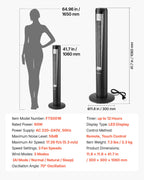VEVOR Tower Fan, 70-Degree Oscillating Standing Fan, 3 Speeds & 4 Modes & 12-Hour Timer, 5.3 m/s High Velocity Floor Air Circulator, Powerful Airflow for Bedroom, Living Room, Home, Office, Black