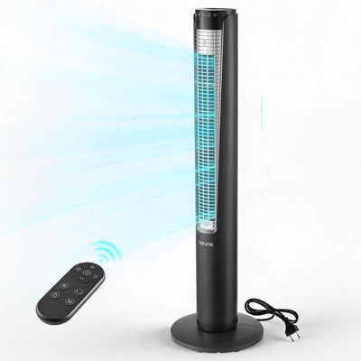 VEVOR Tower Fan, 70-Degree Oscillating Standing Fan, 3 Speeds & 4 Modes & 12-Hour Timer, 5.3 m/s High Velocity Floor Air Circulator, Powerful Airflow for Bedroom, Living Room, Home, Office, Black
