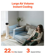 VEVOR Tower Fan, 22 ft/s Velocity Quiet Floor Fan, 70° Oscillating Fans for Indoors with 3 Speeds, 4 Modes, 12H Timer, Portable Standing Bladeless Fan with Remote Control for Bedroom, Office, Home