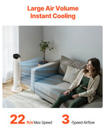 VEVOR Tower Fan, 22 ft/s Velocity Quiet Floor Fan, 70° Oscillating Fans for Indoors with 3 Speeds, 4 Modes, 12H Timer, Portable Standing Bladeless Fan with Remote Control for Bedroom, Office, Home