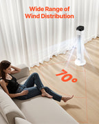 VEVOR Tower Fan, 22 ft/s Velocity Quiet Floor Fan, 70° Oscillating Fans for Indoors with 3 Speeds, 4 Modes, 12H Timer, Portable Standing Bladeless Fan with Remote Control for Bedroom, Office, Home