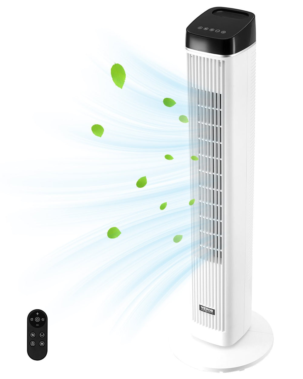 VEVOR Tower Fan, 22 ft/s Velocity Quiet Floor Fan, 70° Oscillating Fans for Indoors with 3 Speeds, 4 Modes, 12H Timer, Portable Standing Bladeless Fan with Remote Control for Bedroom, Office, Home