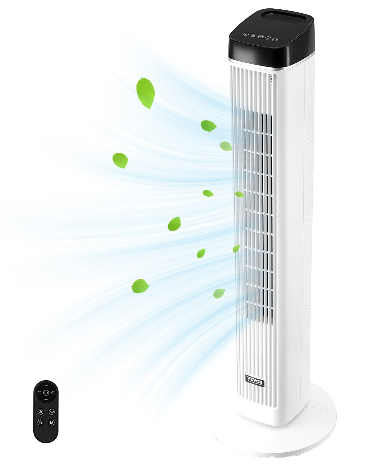VEVOR Tower Fan, 22 ft/s Velocity Quiet Floor Fan, 70° Oscillating Fans for Indoors with 3 Speeds, 4 Modes, 12H Timer, Portable Standing Bladeless Fan with Remote Control for Bedroom, Office, Home