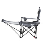 VEVOR Reclining Camping Chair, 4 Adjustable Positions, Portable Folding Lounger for Adults, Mesh Beach Chair with Headrest & Foot Rest, Supports 220 lbs, Heavy Duty Camp Chairs for Patio, Gray