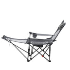 VEVOR Reclining Camping Chair, 4 Adjustable Positions, Portable Folding Lounger for Adults, Mesh Beach Chair with Headrest & Foot Rest, Supports 220 lbs, Heavy Duty Camp Chairs for Patio, Gray