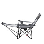 VEVOR Reclining Camping Chair, 4 Adjustable Positions, Portable Folding Lounger for Adults, Mesh Beach Chair with Headrest & Foot Rest, Supports 220 lbs, Heavy Duty Camp Chairs for Patio, Gray