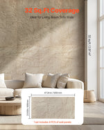 VEVOR 3D Wall Panels, 4 Pack 48 x 24 in PU Natural Stone Imitation Wall Art Tiles, 32 Sq.Ft Coverage Accent Wall Panel, Interior Home Decor for Ceiling, Bedroom, Living & Gaming Room, Stone Yellow