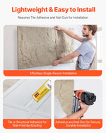 VEVOR 3D Wall Panels, 4 Pack 48 x 24 in PU Natural Stone Imitation Wall Art Tiles, 32 Sq.Ft Coverage Accent Wall Panel, Interior Home Decor for Ceiling, Bedroom, Living & Gaming Room, Stone Yellow
