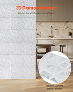 VEVOR 3D Wall Panels, 33-Pack 11.81 x 11.81 in PVC Modern Art Minimalist Diamond Tiles, 32 Sq.Ft Coverage Accent Wall Panel, Interior Home Decor for Ceiling, Bedroom, Living & Gaming Room, Matte White