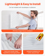 VEVOR 3D Wall Panels, 12-Pack 19.7 x 19.7 in PVC Modern Art Minimalist Wave Tiles, 32 Sq.Ft Coverage Accent Wall Panel, Interior Home Decor for Ceiling, Bedroom, Living & Gaming Room, Matte White