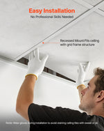 VEVOR 605x605mm PVC Ceiling Tiles 12-Pack Drop Ceiling Panels White Marble, PVC Foam Board, Grid Fit, Water-Resistant, Flexible Cut, Easy to Clean, Modern Decorative Finish for Home, Office Areas