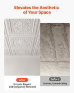VEVOR 605x605mm PVC Ceiling Tiles 12-Pack White 3D Geometric Panels, Smooth PVC Sheet for Drop Grid, Impact-Resistant, Paintable Surface, Easy Cut, Modern Decorative Style for Home, Office