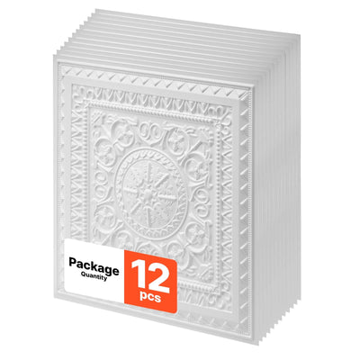 VEVOR 605x605mm PVC Ceiling Tiles 12-Pack White 3D Geometric Panels, Smooth PVC Sheet for Drop Grid, Impact-Resistant, Paintable Surface, Easy Cut, Modern Decorative Style for Home, Office