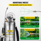 VEVOR Stainless Steel Sprayer 10L Household Gardening and Floor Cleaning Sprayer, Suitable for the Current Neds of Industry, Agriculture, Commerce, Medicine and Other Industries