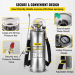 VEVOR Stainless Steel Sprayer 10L Household Gardening and Floor Cleaning Sprayer, Suitable for the Current Neds of Industry, Agriculture, Commerce, Medicine and Other Industries
