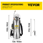 VEVOR Stainless Steel Sprayer 10L Household Gardening and Floor Cleaning Sprayer, Suitable for the Current Neds of Industry, Agriculture, Commerce, Medicine and Other Industries