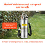 VEVOR Stainless Steel Sprayer 10L Household Gardening and Floor Cleaning Sprayer, Suitable for the Current Neds of Industry, Agriculture, Commerce, Medicine and Other Industries