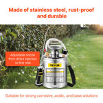 VEVOR Stainless Steel Sprayer 4L Household Gardening and Floor Cleaning Sprayer, Suitable for the Current Neds of Industry, Agriculture, Commerce, Medicine and Other Industries