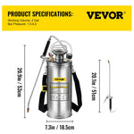 VEVOR Stainless Steel Sprayer 8L Household Gardening and Floor Cleaning Sprayer, Suitable for the Current Neds of Industry, Agriculture, Commerce, Medicine and Other Industries