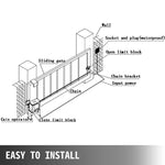 VEVOR Automatic Gate Opener 600 kg/1300 lb, with Infrared Security Photocell Sensor with 2 Remote Controls Sliding Gate Opener Move Speed 1188.7 cm Per Min