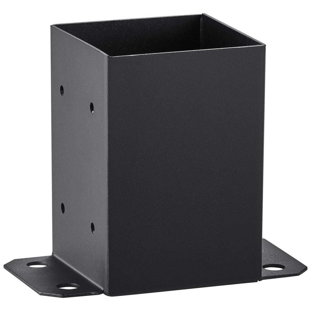VEVOR 101.6x101.6mm Post Base 2 Pcs, Inner Size 91x91 Post Base Brackets, Heavy Duty Powder-Coated Post Anchor Matte Black Wood Post Brackets for Pavilion Deck Railing Support Deck Base Plate