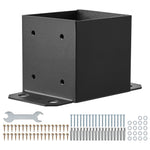 VEVOR 152.4x152.4 Post Base 4 Pcs, Inner Size 142x142 Post Base Brackets, Heavy Duty Powder-Coated Post Anchor Matte Black Wood Post Brackets for Pavilion Deck Railing Support Deck Base Plate