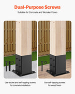 VEVOR 6x6 Post Base 4 Pcs, Inner Size 5.6x5.6 inch / 142x142 mm Post Brackets, Heavy Duty Carbon Steel Decking Posts, Wood Posts Brackets for Pavilion Deck Railing Support Deck Base Plate, Black