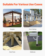 VEVOR 6x6 Post Base 4 Pcs, Inner Size 5.6x5.6 inch / 142x142 mm Post Brackets, Heavy Duty Carbon Steel Decking Posts, Wood Posts Brackets for Pavilion Deck Railing Support Deck Base Plate, Black