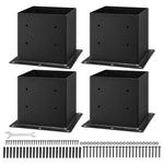 VEVOR 4x4 Post Base 4 Pcs, Inner Size 3.6x3.6 inch / 92x92 mm Post Brackets, Heavy Duty Carbon Steel Decking Posts, Wood Posts Brackets for Pavilion Deck Railing Support Deck Base Plate, Black