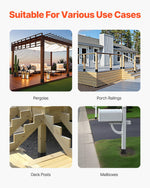 VEVOR 4x4 Post Base 8 Pcs, Inner Size 3.6x3.6 inch / 92x92 mm Post Brackets, Heavy Duty Carbon Steel Decking Posts, Wood Posts Brackets for Pavilion Deck Railing Support Deck Base Plate, Black