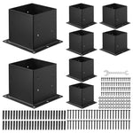 VEVOR 4x4 Post Base 8 Pcs, Inner Size 3.6x3.6 inch / 92x92 mm Post Brackets, Heavy Duty Carbon Steel Decking Posts, Wood Posts Brackets for Pavilion Deck Railing Support Deck Base Plate, Black
