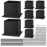 VEVOR 4x4 Post Base 8 Pcs, Inner Size 3.6x3.6 inch / 92x92 mm Post Brackets, Heavy Duty Carbon Steel Decking Posts, Wood Posts Brackets for Pavilion Deck Railing Support Deck Base Plate, Black