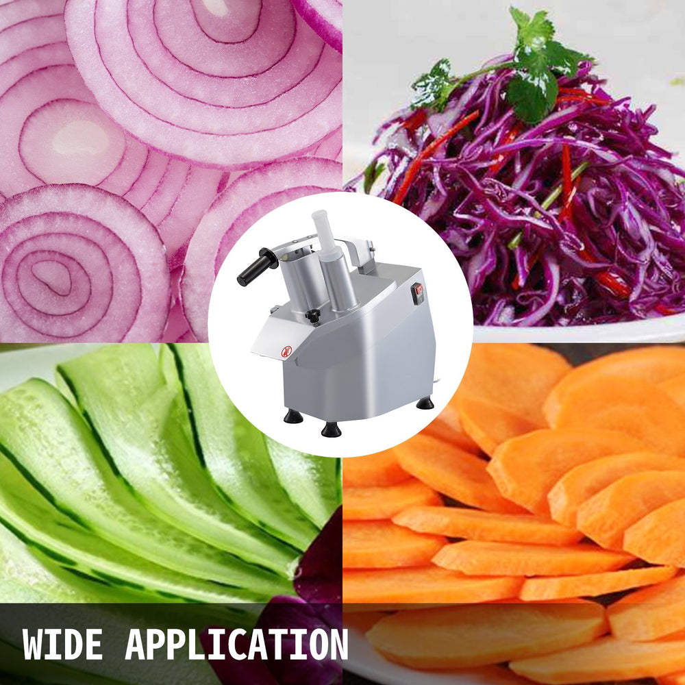 VEVOR JKC-300 Electric Vegetable Cutter with 6 x Cutting Disks, food processor 550W vegetable processor Stainless Steel + Cast Aluminum Alloy