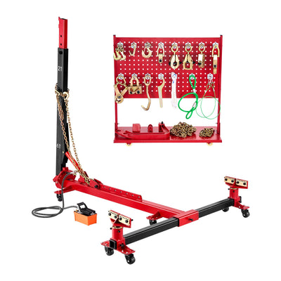 VEVOR Auto Body Frame Puller Straightener, 6T Tension Car Body Repair Equipment with 6000PSI Hydraulic Foot Pump & Swivel Post, Includes 16 Straightening Tools, for Auto Repair Shop, Sedan SUV Pickup