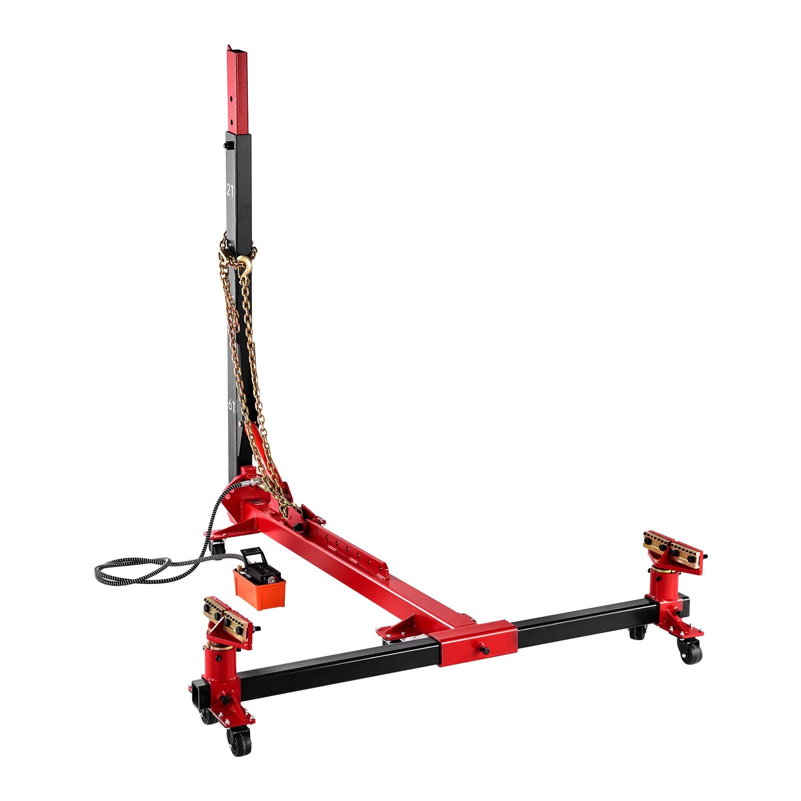 VEVOR Auto Body Frame Puller Straightener, 6T Tension Car Body Repair Equipment with 6000PSI Hydraulic Foot Pump & Swivel Post, Includes 16 Straightening Tools, for Auto Repair Shop, Sedan SUV Pickup