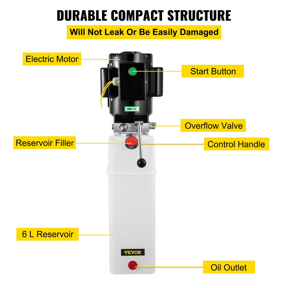 VEVOR 6L Car Lift Hydraulic Power Unit Pack 220V 50hz 1 ph 2750 PSI Auto