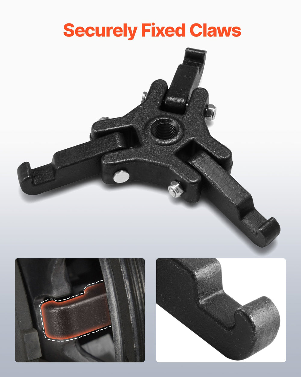 VEVOR Harmonic Balancer Puller Kit, Adjustable 3-Jaw Puller Fits Most Late Model Vehicles, 3-Jaw Pulley Puller Set with 4 Forcing Rods for Removing Harmonic Balancers Without Removing the Radiator
