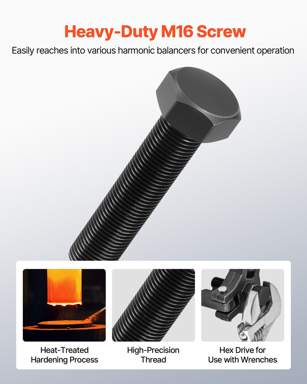 VEVOR Harmonic Balancer Puller Kit, Adjustable 3-Jaw Puller Fits Most Late Model Vehicles, 3-Jaw Pulley Puller Set with 4 Forcing Rods for Removing Harmonic Balancers Without Removing the Radiator