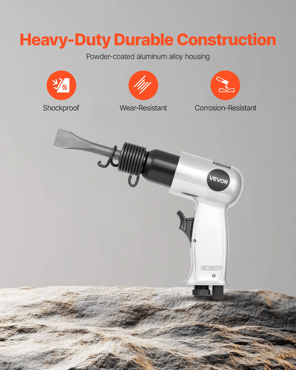 VEVOR Air Hammer, 4500BPM Pneumatic Hammer with Rust Removal Air Needle Scaler & 4PCS Chisels Round Shank, Lightweight & Compact Air Chisel Pneumatic Shovel Tool for Cutting Scraping Demolishing