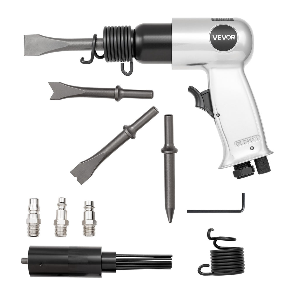 VEVOR Air Hammer, 4500BPM Pneumatic Hammer with Rust Removal Air Needle Scaler & 4PCS Chisels Round Shank, Lightweight & Compact Air Chisel Pneumatic Shovel Tool for Cutting Scraping Demolishing