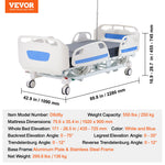 VEVOR Premium 5 Function Full Electric Hospital Bed ICU Medical Bed 250 kg Loads