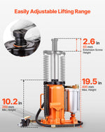 VEVOR Air Hydraulic Bottle Jack, 20 Ton (44092 lbs) Capacity, 260-495 mm Lifting Range, Pneumatic/Manual Heavy Duty Welded Bottle Jack with Pump for SUV, Pickup, Truck, RV, Car Auto Repair, Orange