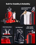 VEVOR Air Hydraulic Bottle Jack, 20 Ton Load Capacity, 260-495 mm Lifting Range, Pneumatic/Manual Heavy Duty Welded Bottle Jack with Pump for Car, Pickup, Truck, RV, SUV, Auto Repair, House Lift, Red