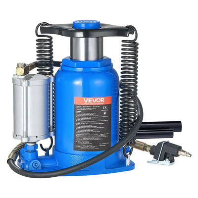 VEVOR Air Hydraulic Bottle Jack, 32 Ton (70546.9 lbs) Capacity, 255-415 mm Lifting Range, Pneumatic/Manual Heavy Duty Welded Bottle Jack with Pump for SUV, Pickup, Truck, RV, Car, Auto Repair, Blue