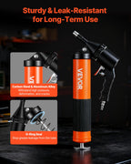 VEVOR Grease Gun, 6000 PSI High Pressure, Heavy Duty Pistol Grip Grease Gun Kit with 0.4 L Capacity, Includes 45.7 cm Flex Hose, 1 Extension Rigid Pipe and 2 Flat Nozzles for Automotive, Marine
