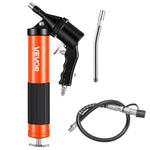 VEVOR Grease Gun, 6000 PSI High Pressure, Heavy Duty Pistol Grip Grease Gun Kit with 0.4 L Capacity, Includes 45.7 cm Flex Hose, 1 Extension Rigid Pipe and 2 Flat Nozzles for Automotive, Marine