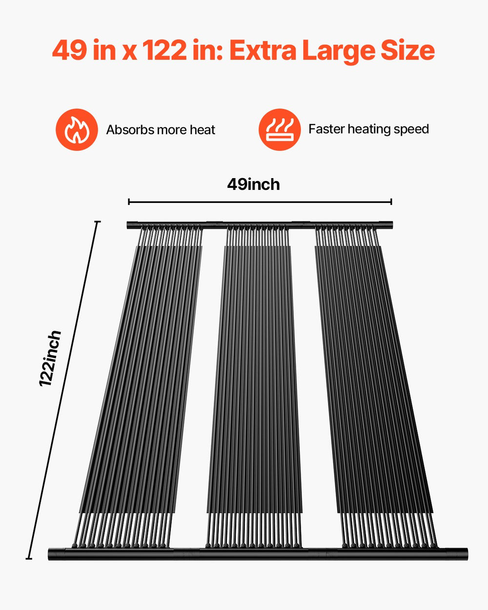 VEVOR Solar Pool Heater, 4 x 10 ft HDPE Solar Pool Panel( 4 Pcs) - Durable & Weather-Proof, with Complete Accessories, Universal Solar Pool Panel–Raises Water Temperature, Aboveground & Inground Pool